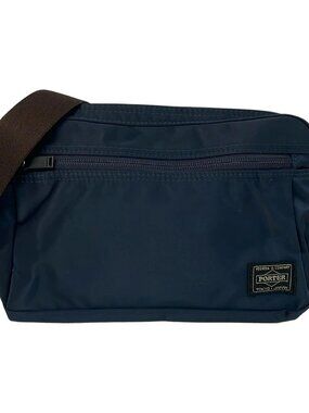 Porter /Yoshida Dark Navy Dark Brown Nylon Leather Shoulder Bag